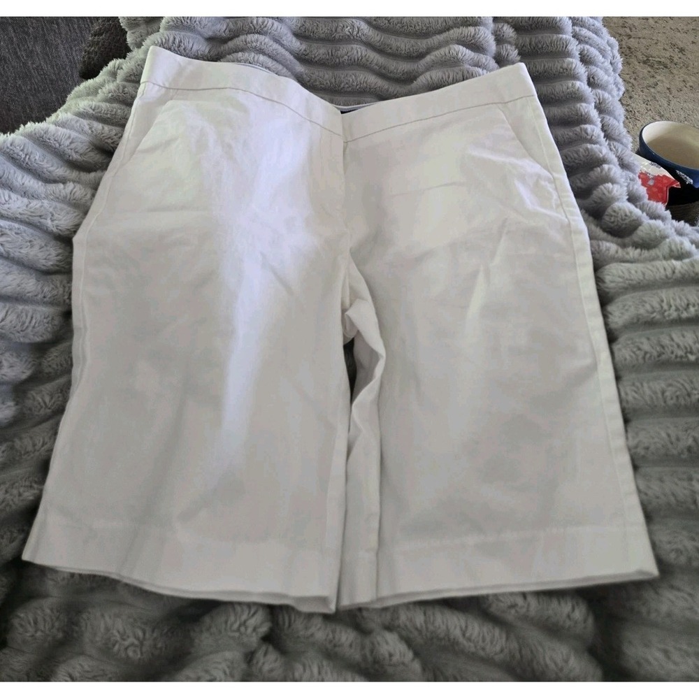 Nautica Women's White Shorts Size 14 Mid Rise Cotton‎ Summer Casual EUC!!